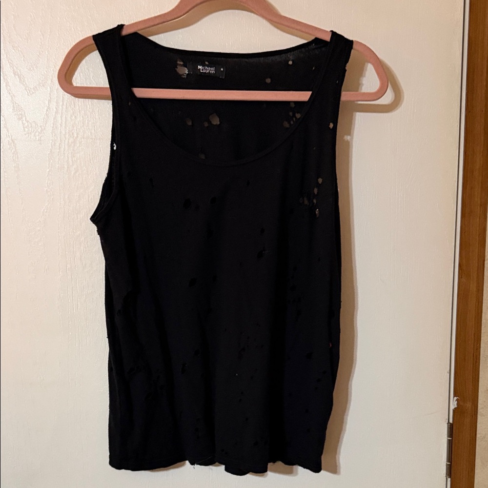Black Distressed Tank Top